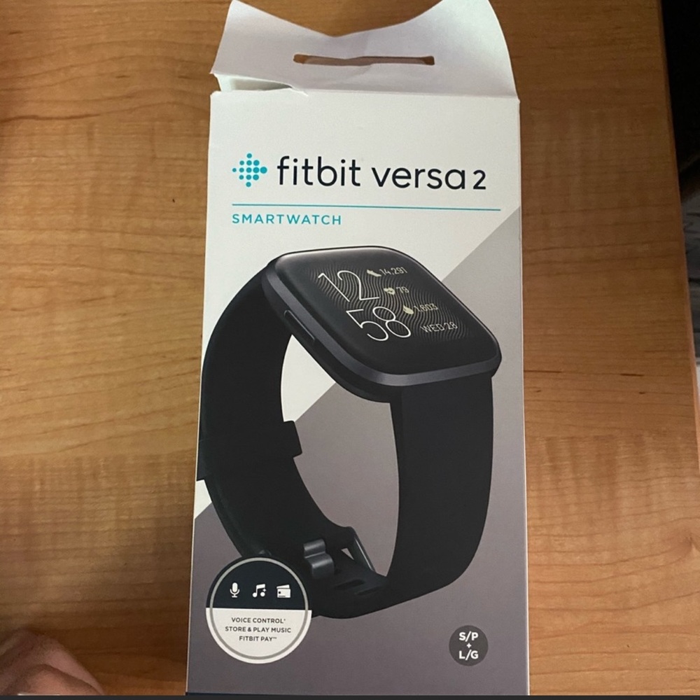 Fitbit versa 2 black w 10 bands & 6 screen covers
